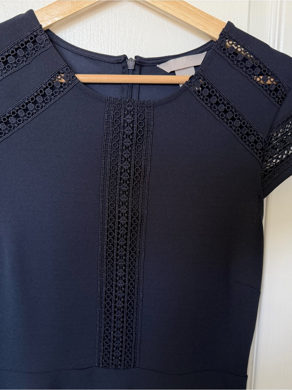 H&M Navy Lace-Yoke A-Line Mini Dress - Picture 4 of 8